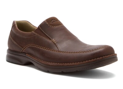 Clarks Mens Senner Lane Genuine Leather Chocolate Brown Slip On Loafer Mens 12 W