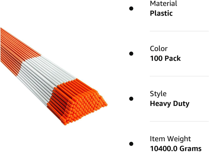 100 Pack Fiberglass Driveway Markers 48 Inch Snow Stakes with Reflective Tape
