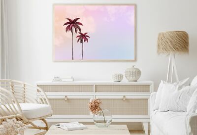 Pink Leaves Palm Trees Vector Art Print Premium Poster High Quality choose sizes