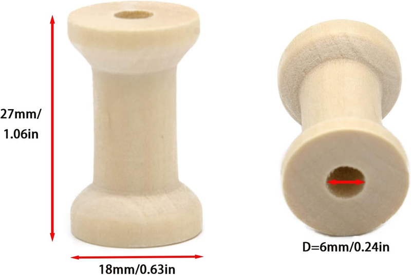 Empty Thread Wooden Spools, 20Pcs Unfinished Wooden Spools for Crafts and Sewing