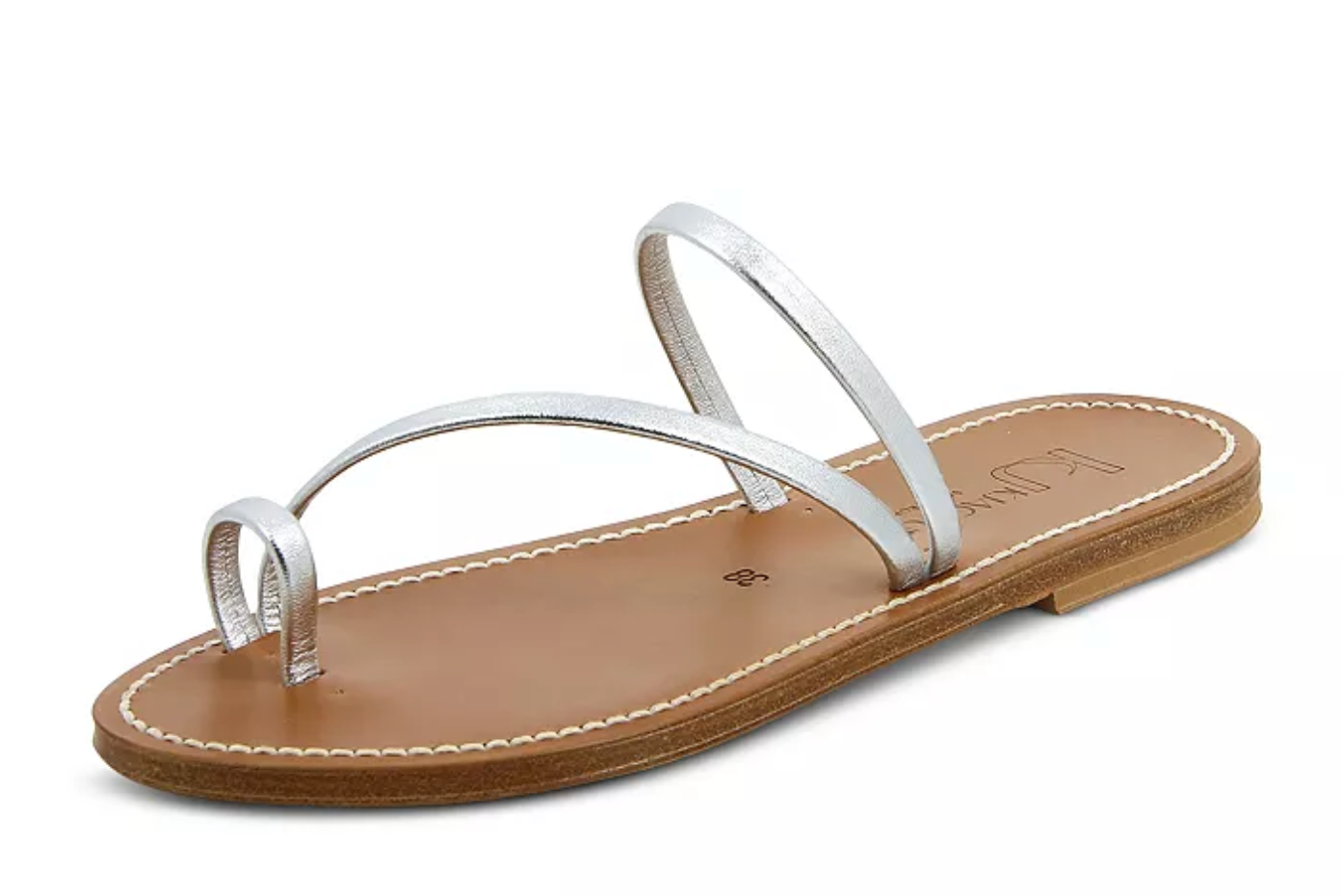 K.Jacques Women's Actium Toe Loop Thong Sandals sz 39 silver