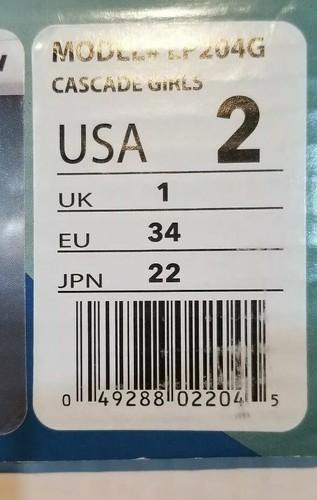 Lake Placid Cascade Girl`S Figure Skates White Model LP204G Size 2 Youth