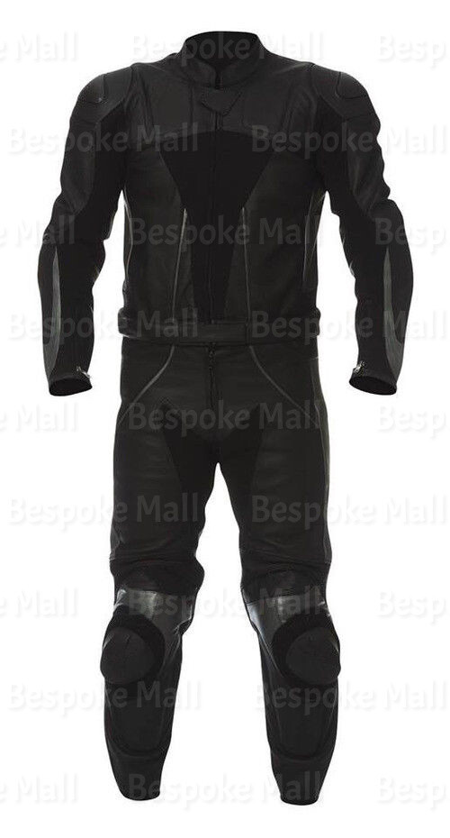 Pre-owned Handmade Men Black Motorcycle Racing Cowhide Leather Two Piece Suit Safety Pads-759 In Multicolor
