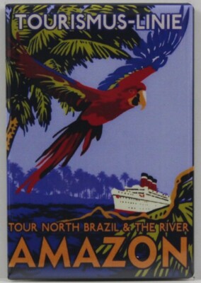 Brazil & The River Amazon Travel  Poster 2'' x 3'' Fridge Magnet. South America