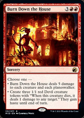 Moderate Play, English MTG Foil Burn Down the House - Foil Innistrad: Midnight H
