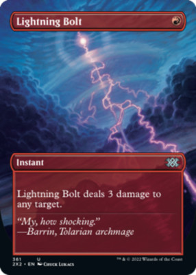 1 x Lightning Bolt - Borderless - Double Masters 2022 - Light Play - MTG