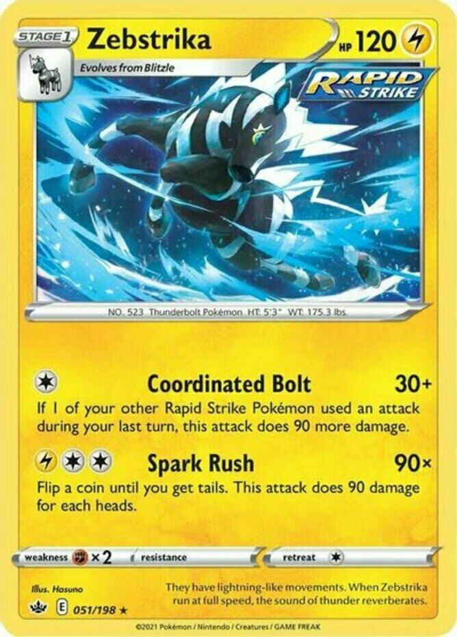ポケモン Pokemon - Zebstrika - 051/198 - Rare - Chilling Reign - NM/M
