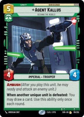 x1 Agent Kallus - Seeking the Rebels - Foil R Star Wars Spark of Rebellion M/NM