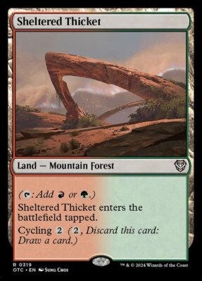 x1 Sheltered Thicket R MTG Commander: Outlaws of Thunder Junction M/NM, English