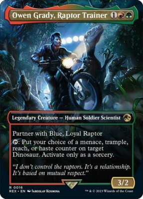 [1x] Owen Grady, Raptor Trainer - Borderless Near Mint, English The Lost Caverns