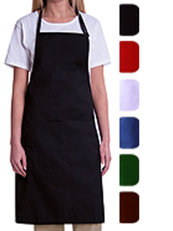 BIB APRON WITH 2 WAIST POCKETS-1 PIECE PACK- COLOR WHITE,BLUE,RED,PINK