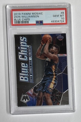 2019-20 Panini Mosaic Blue Chips Zion Williamson Rookie #8