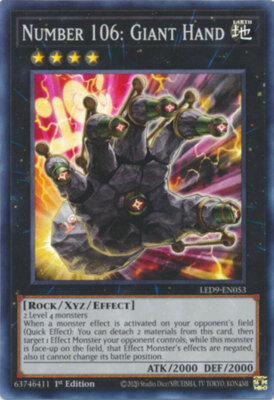 Yugioh! Number 106: Giant Hand - LED9-EN053 - Super Rare - 1st Edition Near Mint