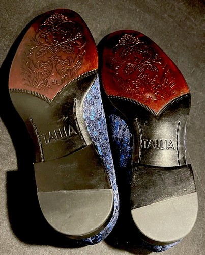 Tallia Men&rsquo;s Size 8 Balbi Smoking Slippers Loafer Blue Floral Dress Prom Shoes