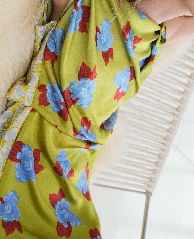 Pre-owned Zara Woman Midi Printed 100% Printed Silk Dress Limited Edition 8731/727