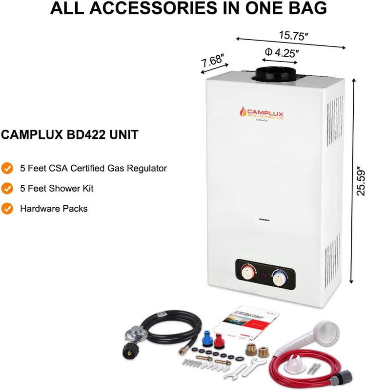 Tankless Water Heater Propane,  4.22GPM Propane Water Heater 110,000BTU, Outdoor