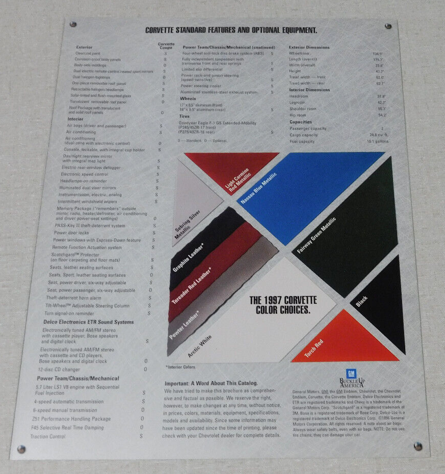 1996 General Motors Corvette advertising brochure