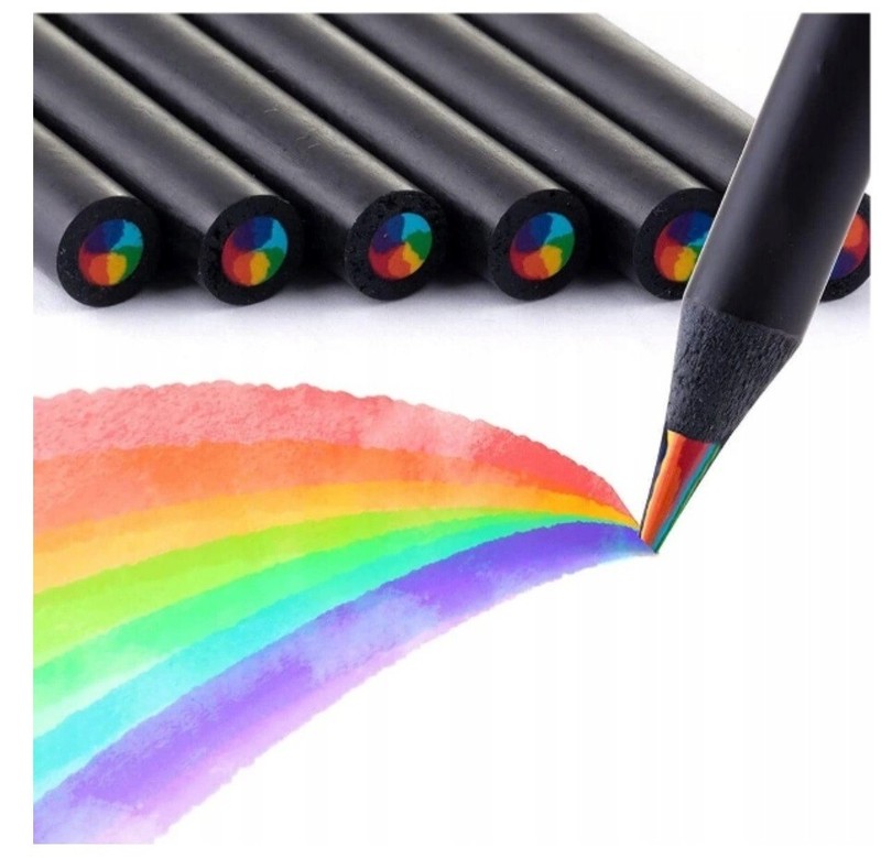 6x Pastello Colore Arcobaleno Matita Scuola Disegno Bambino Colori Disegnare