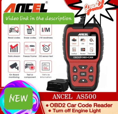 New ANCEL AS500 Car OBD2 Scanner Engine Diagnostic Scan Tool & Auto Code Reader