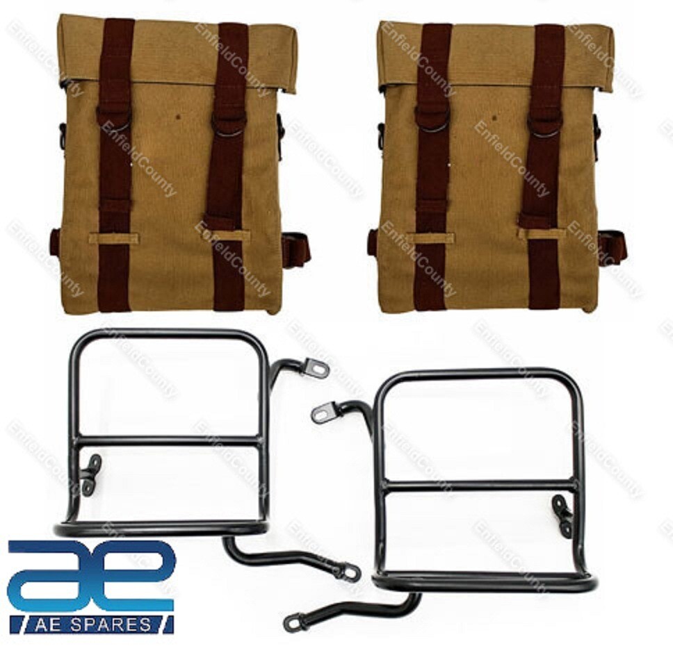 For Royal Enfield Classic 350 500 Sand Color Military Pannier +Fitting Frame  