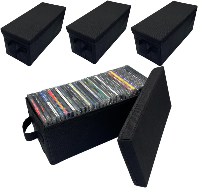 CD Storage Boxes (set of 4 Pack) Durable CD Case Organizer w