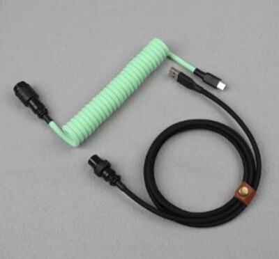Mechanical Keyboard Aviator Cable Coiled Type-C USB Cord Black/Lime