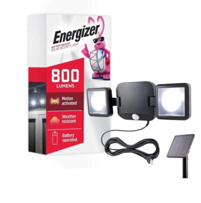 Sealed New Energizer Solar-Powered Security Light w/ Battery Backup 800 Lumens 