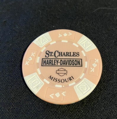 St. Charles, Missouri Harley Davidson Poker Chip / Pink & White
