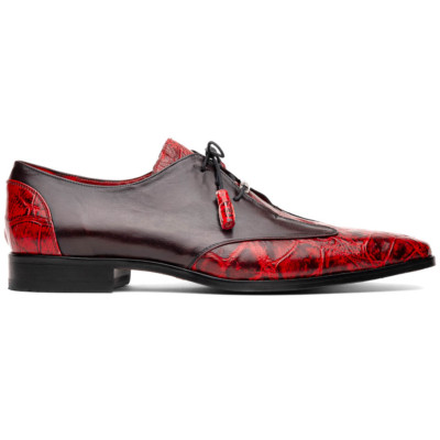 Marco Di Milano Anzio Alligator & Calfskin Derby Black Cherry