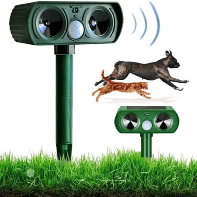 Solar Ultrasonic Deterrent Repeller Garden Animal Bird Cat Fox Dog Pest Scarer