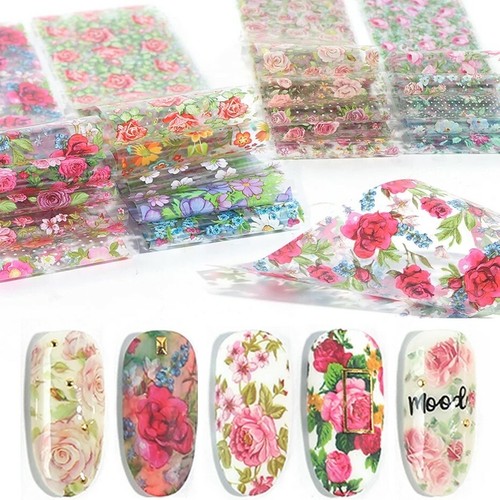 Transferfolie 10 Stück Blumen, Nageldesign Nailart Nagelfolie