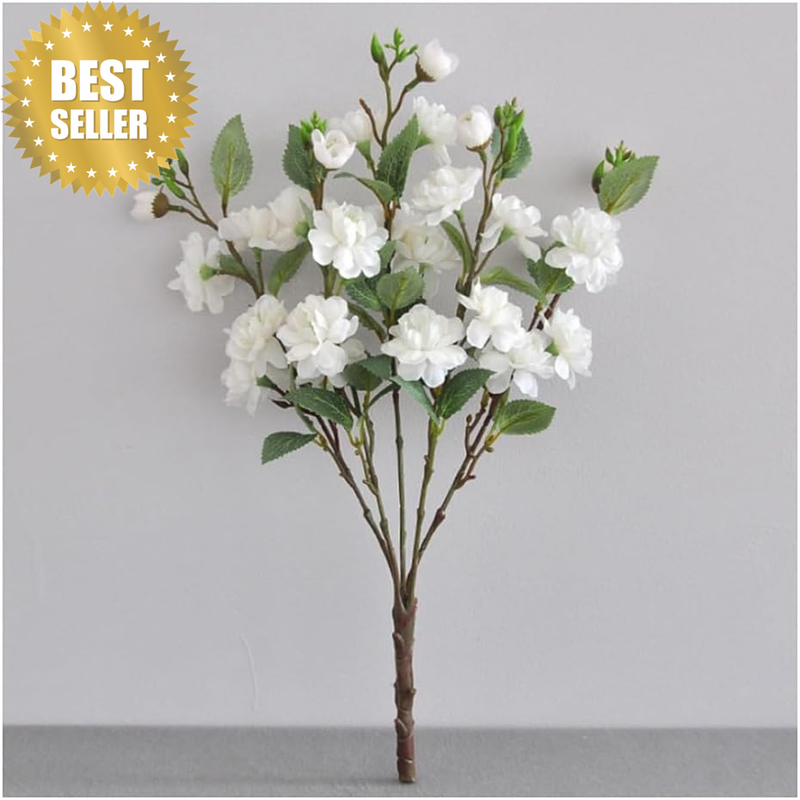 AU022-4 White Artificial Camellia Flower, 1 Piece of Faux Bouquet in Vases for H