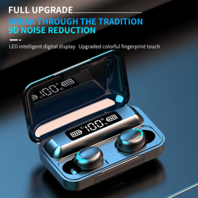 TWS BTH-F9-5 True Wireless Smart Touch Earbuds With Power Bank and Easy Pair. 