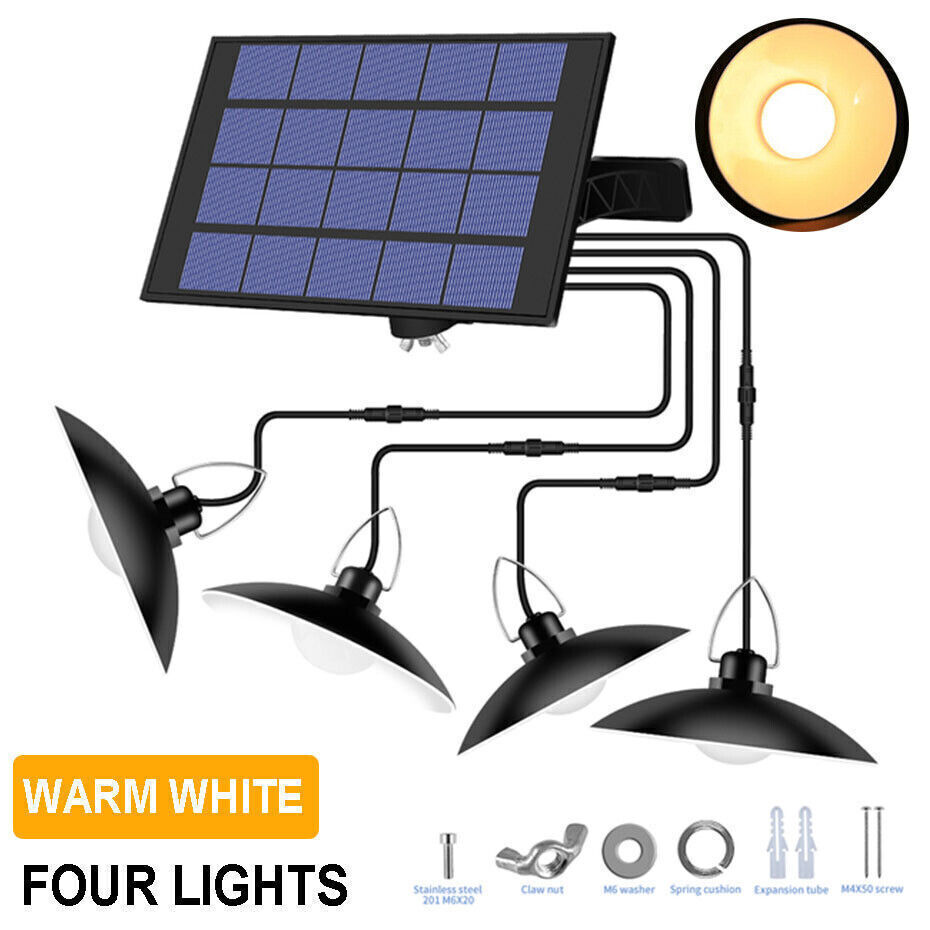 Retro LED Solar Shed Lights with 1/2/3/4 Head LED Pendant Hanging Light Lamp
