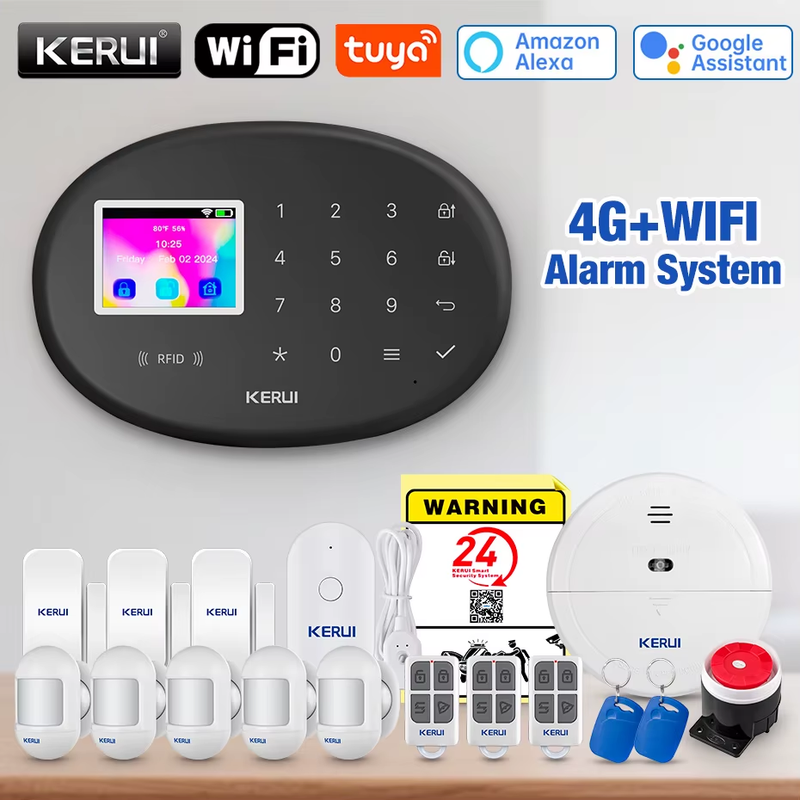 W204 4G Home Alarm System New Black Alarm Panel Wireless Motion Sensor Tuya Smar