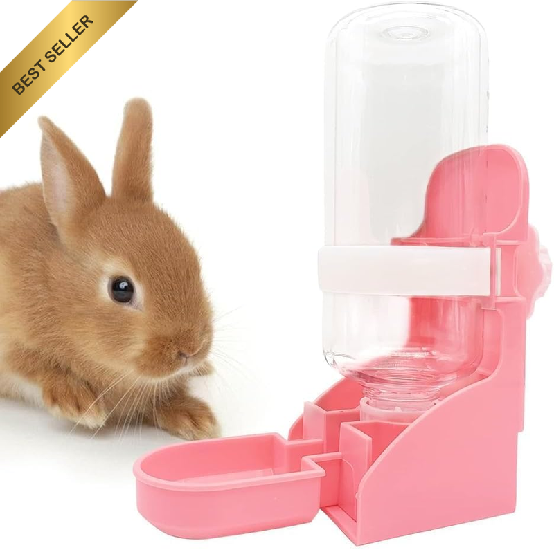 17 Oz Hanging Water Fountain Automatic Dispenser No Leak Bottle Pink