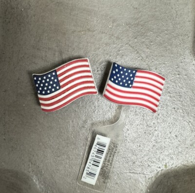 American Flag Jibbitz Croc Shoe Charm 2014 Unique Set Of Two NWT