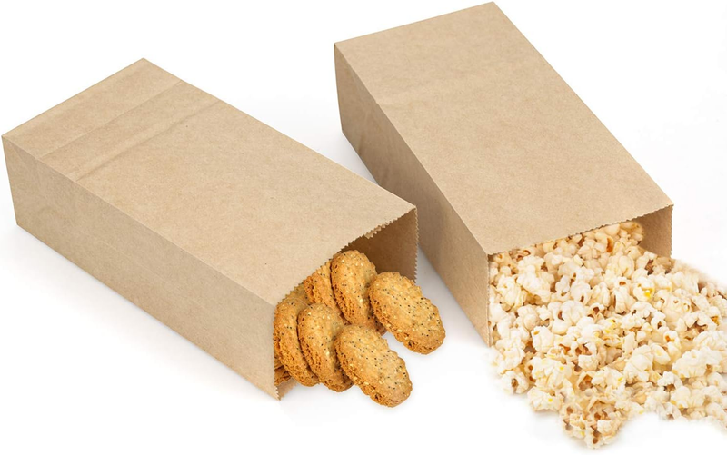 300 Pack Mini Kraft Paper Bags 3.5 x 2 x 6.7 inch Durable Brown Paper Snack Bag