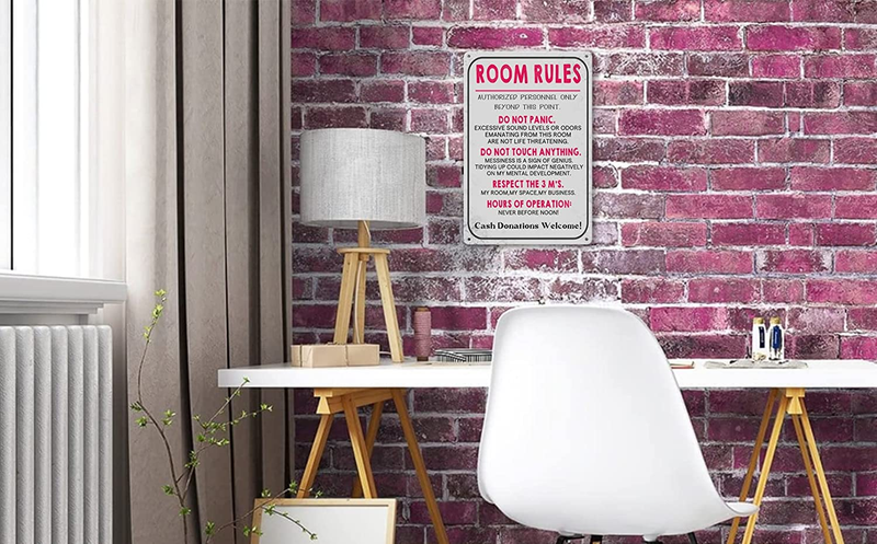 Room Rules Sign for Teen Girls Boy Bedroom/Gaming Room Door Decor Dorm Wall Acce