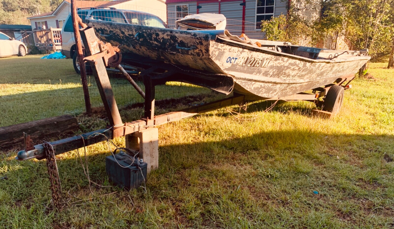16ft aluminum jon boat /w trailer 2000 boat in cropwell