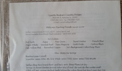 LLYNETTE BREDOW'S COUNTRY DESIGN WELCOME PAINTING FRIENDS TOLE FOLKART PATTERN