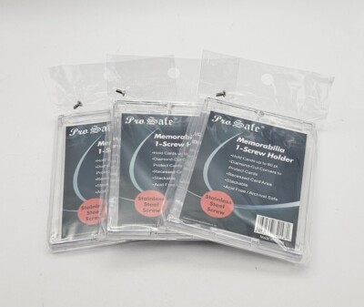 (3-Count) Pro-Safe 80pt Memorabilia 1-Screw Card Holder - Stainless Steel Screw