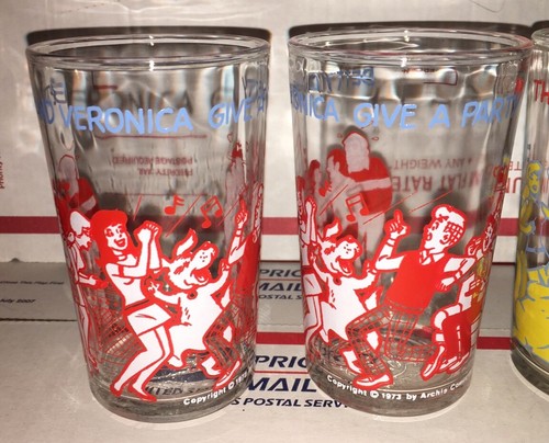 Vintage Welch's Archie and the Gang Juice Glasses Mixed Set of 5