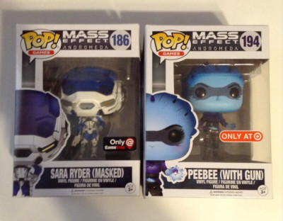 Funko Pop! Lot of 2 Mass Effect Andromeda 186 Sara Ryder Masked 194 Peebee w gun