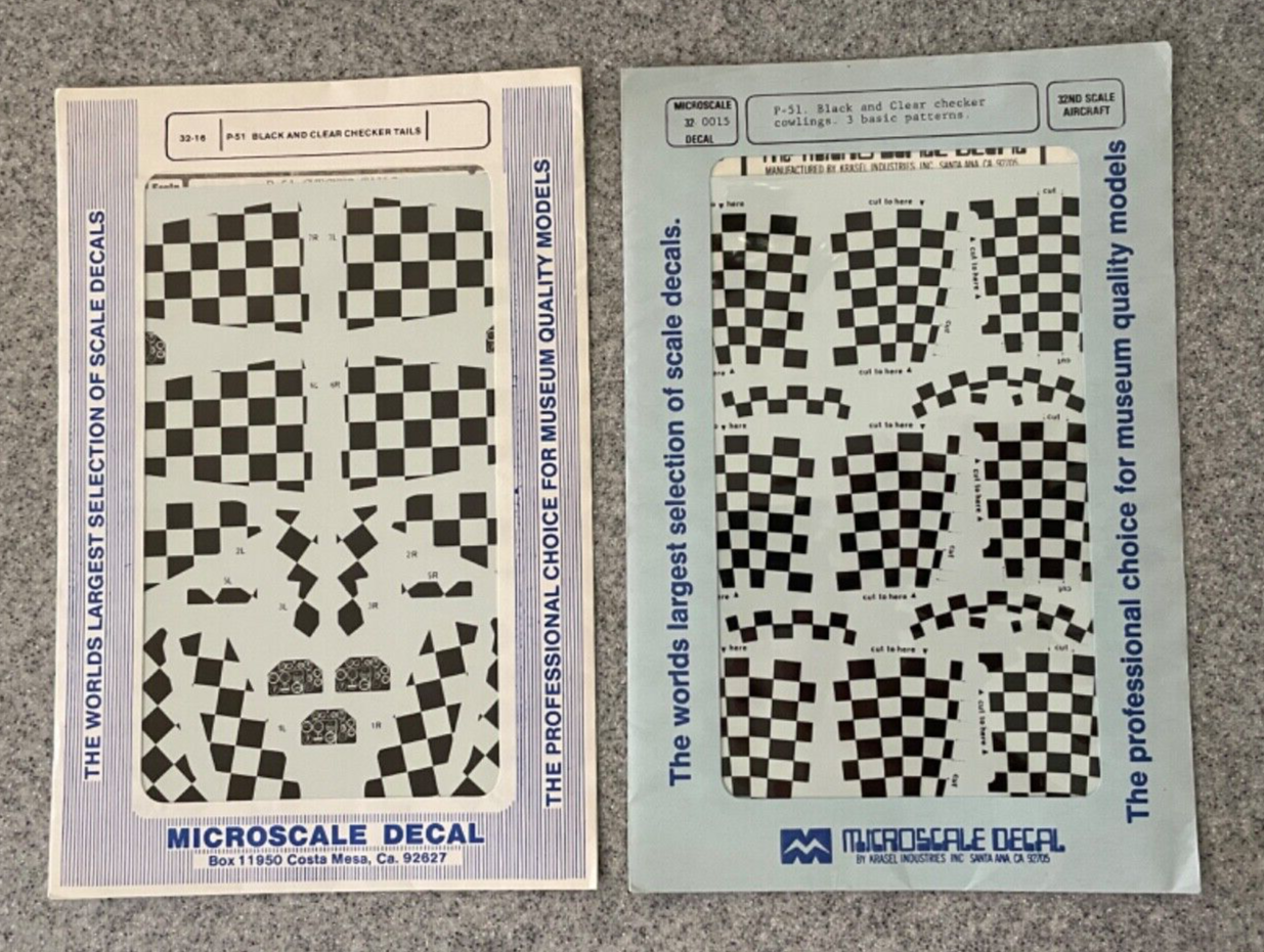 Microscale Decals 1:32 P-51 Black & Clear checkers for Revell, Hasegawa, etc Microscale Decals 1:32 P-51 Black & Clear checkers for Revell, Hasegawa, etc