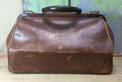 Vintage Medical Doctors Bag Brown Leather