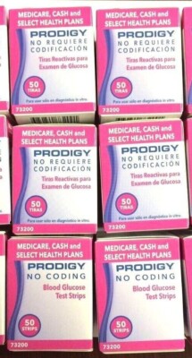 PRODIGY No Coding Blood Glucose 300 Test Strips 6 Boxes Of 50 Ct Exp 7/17/2025