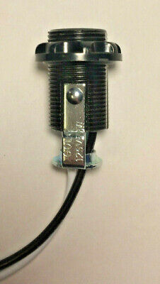 Phenolic E12 Candelabra Lamp Socket w/ External Threads, Ring, Hickey, 12'' Leads