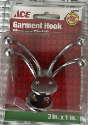 ACE Chrome Silver Metal Small Double Garment Hook 2 Pack  (5292958)  FS 