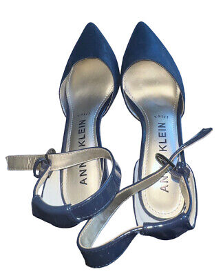 Anne Klein - Women's Fabulist Navy Blue iflex Kitten Heel Shoes In Perfect Con